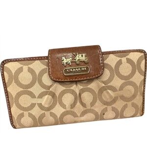 Coach Tan and Brown Signature Wallet